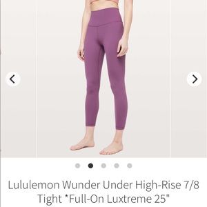 Lulu wonder under leggings size 4 vintage plum